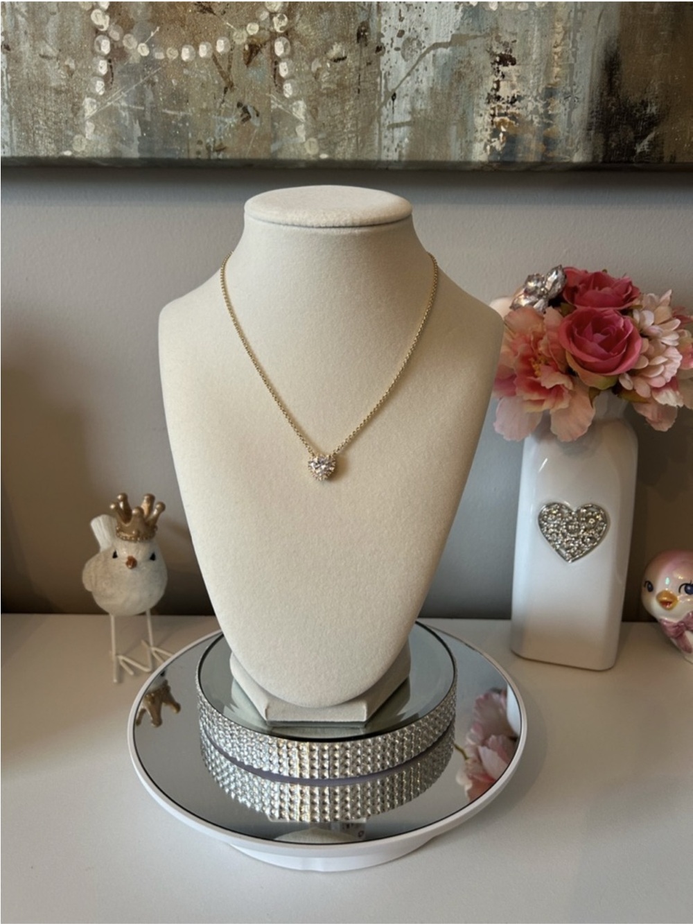 NWT! Marchesa Cubic Zirconia Gold-Tone Heart Pendant Necklace